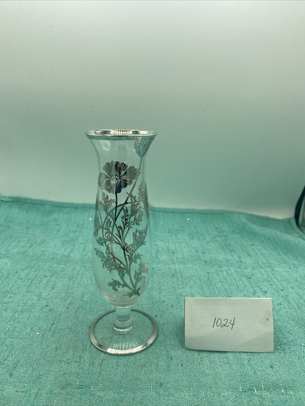 Silver City Flanders Silver Overlay 25th Anniversary Bud Vase 6 3/4" Tall